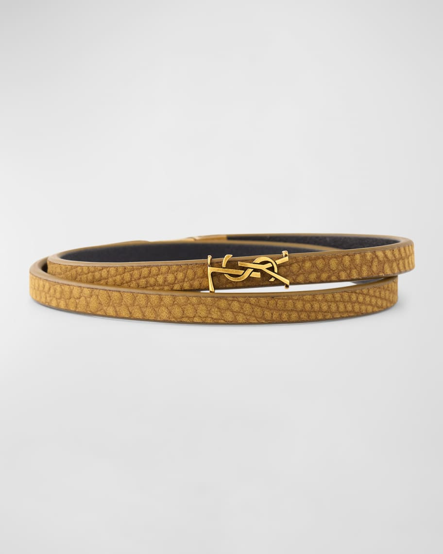 Leather Double-Wrap YSL Bracelet | Neiman Marcus