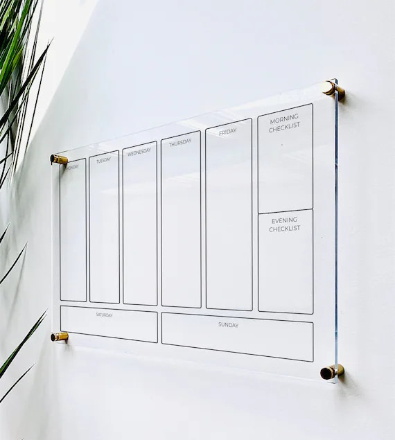 Acrylic Weekly Calendar Board For Wall || family command center dry erase board white acrylic cal... | Etsy (US)