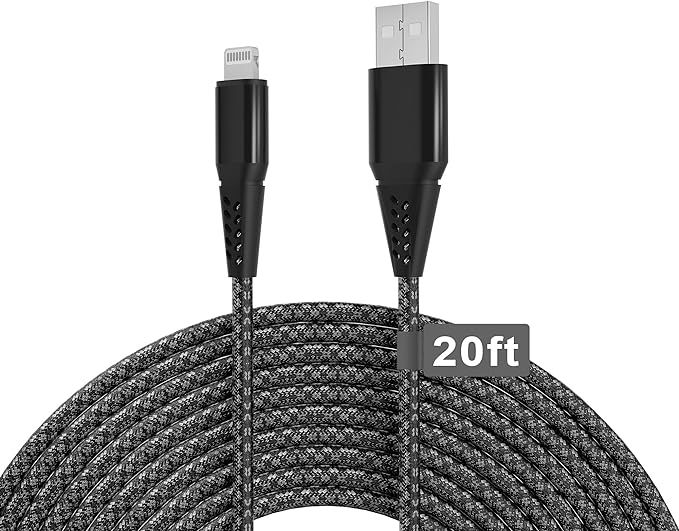 Long iPhone Charger Cord 20FT6M [Apple MFi Certified] Extra Long Cable Fast Apple Nylon Braided U... | Amazon (US)
