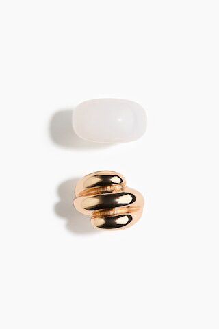 H & M - 2-Pack Rings - Gold-Colored/White | H&M (US + CA)