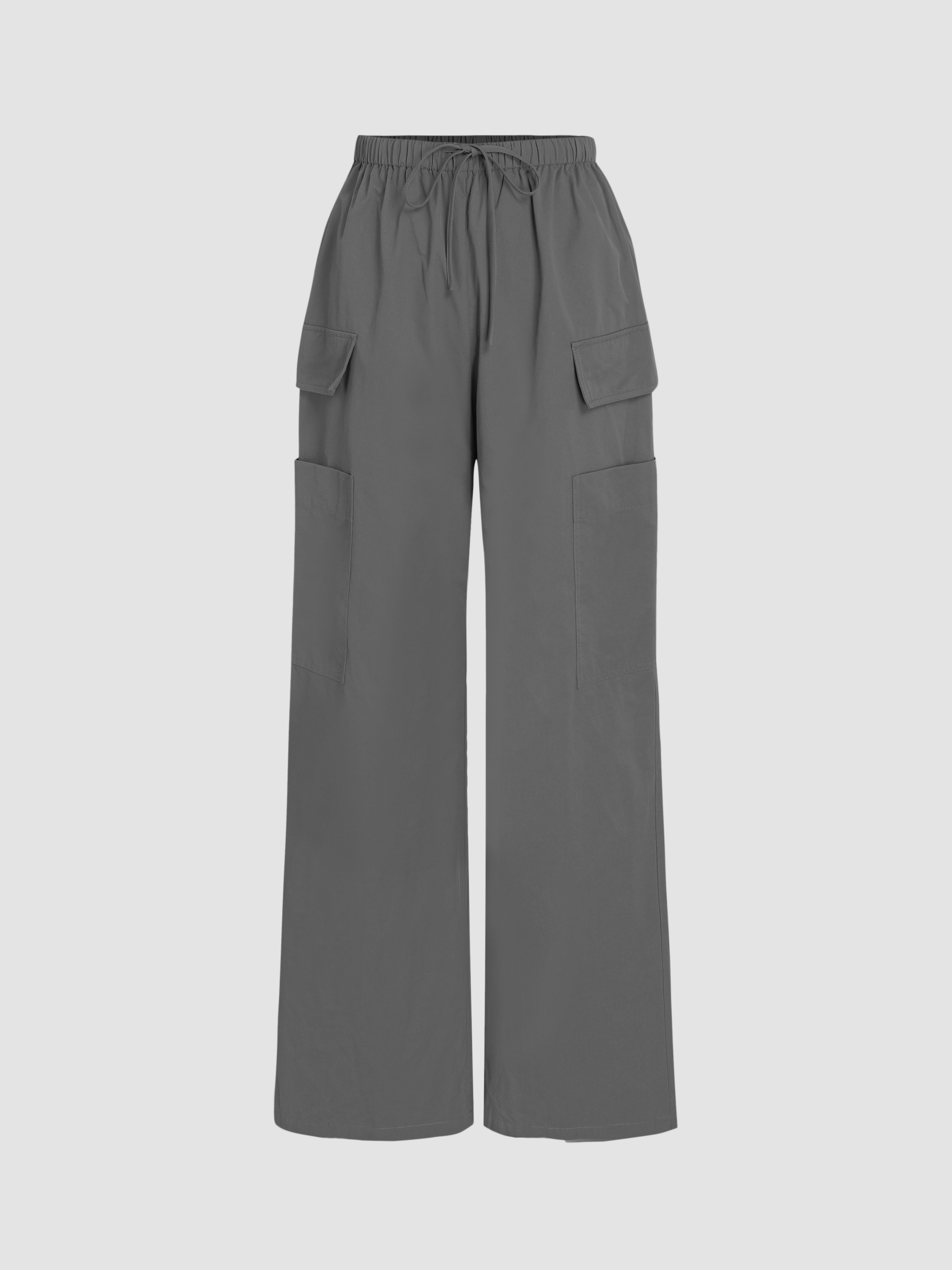 Women Cargo Woven Cargo Knotted Pocket Wide Leg Trousers  For School Daily Casual | Cider