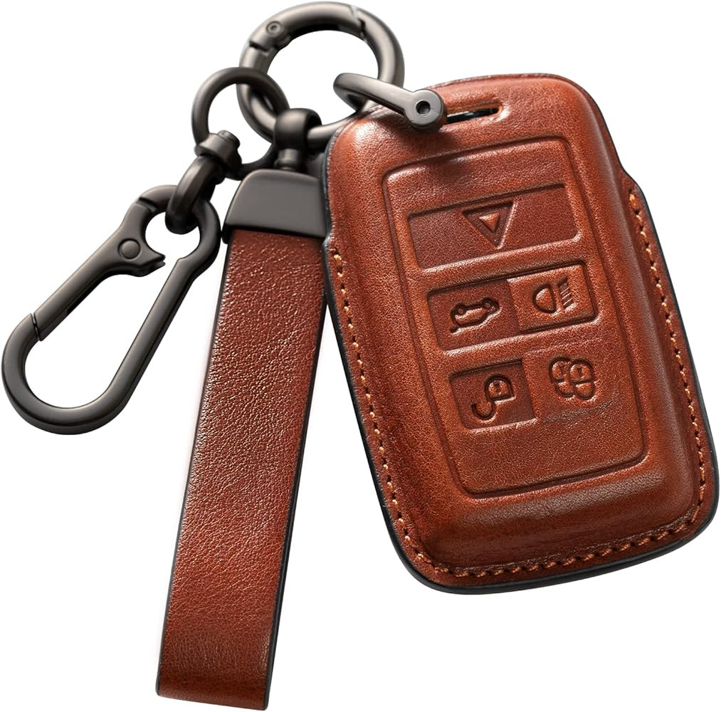 car Key Fob Cover Leather Brown Compatible with Land Rover | Amazon (US)
