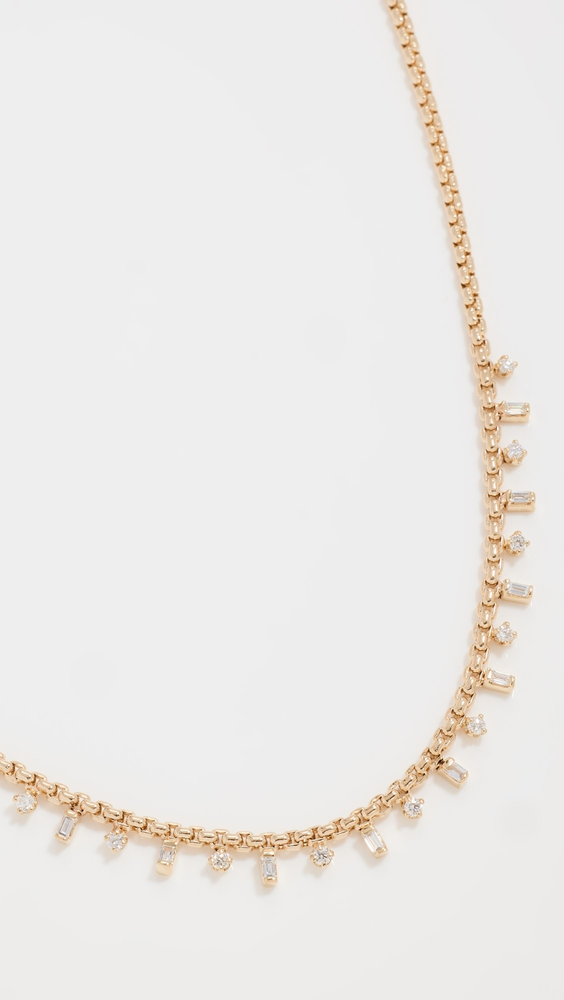 14k Gold Baguette & Round Diamond Necklace | Shopbop
