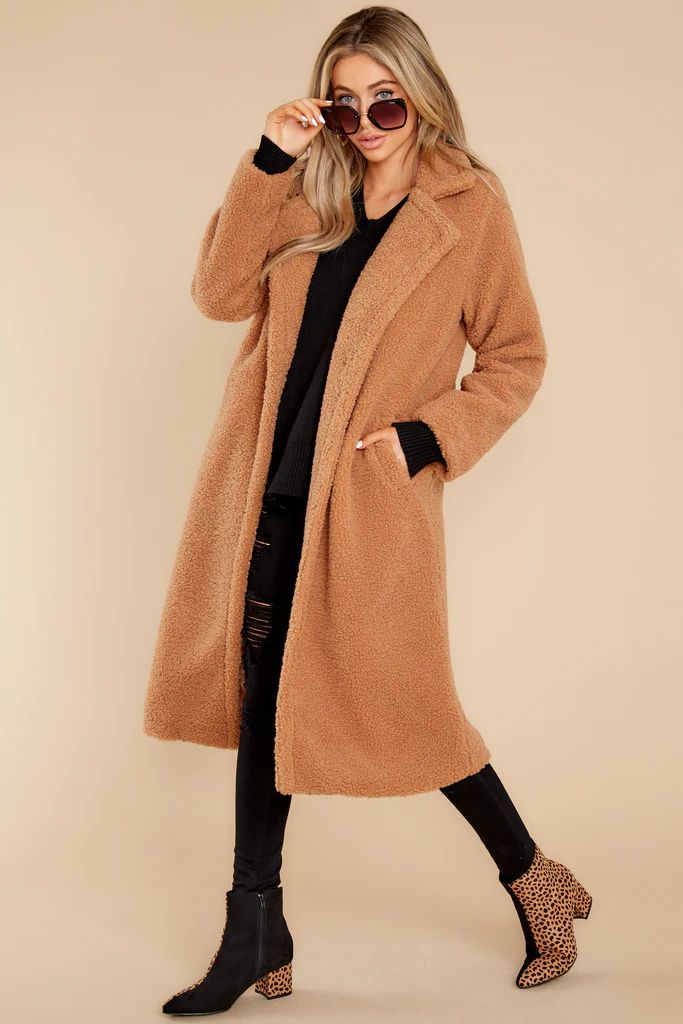 Keep It Toasty Camel Teddy Coat | Red Dress 