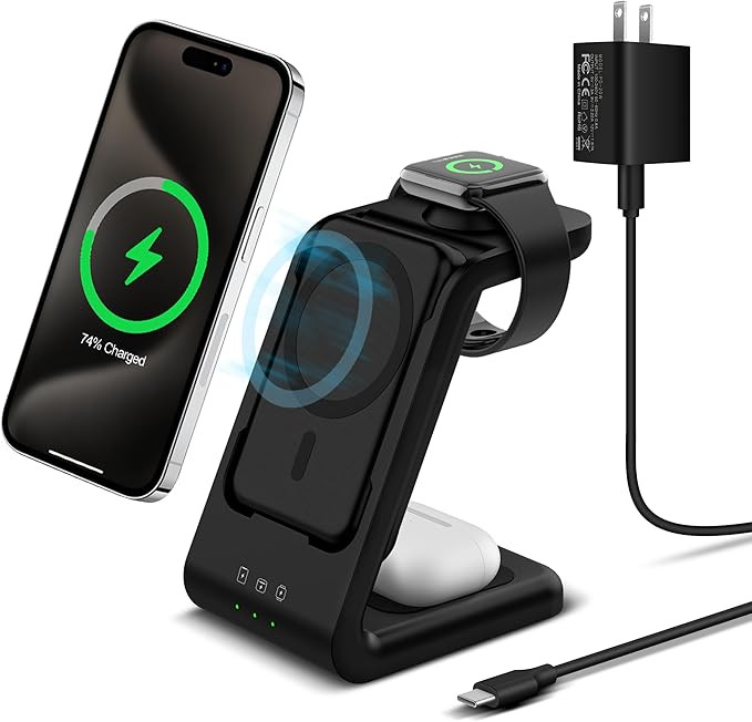 3 in 1 Wireless Charging Station: 5000mAh Removable Power Bank Charger Stand for Phone/Watch/Air ... | Amazon (US)