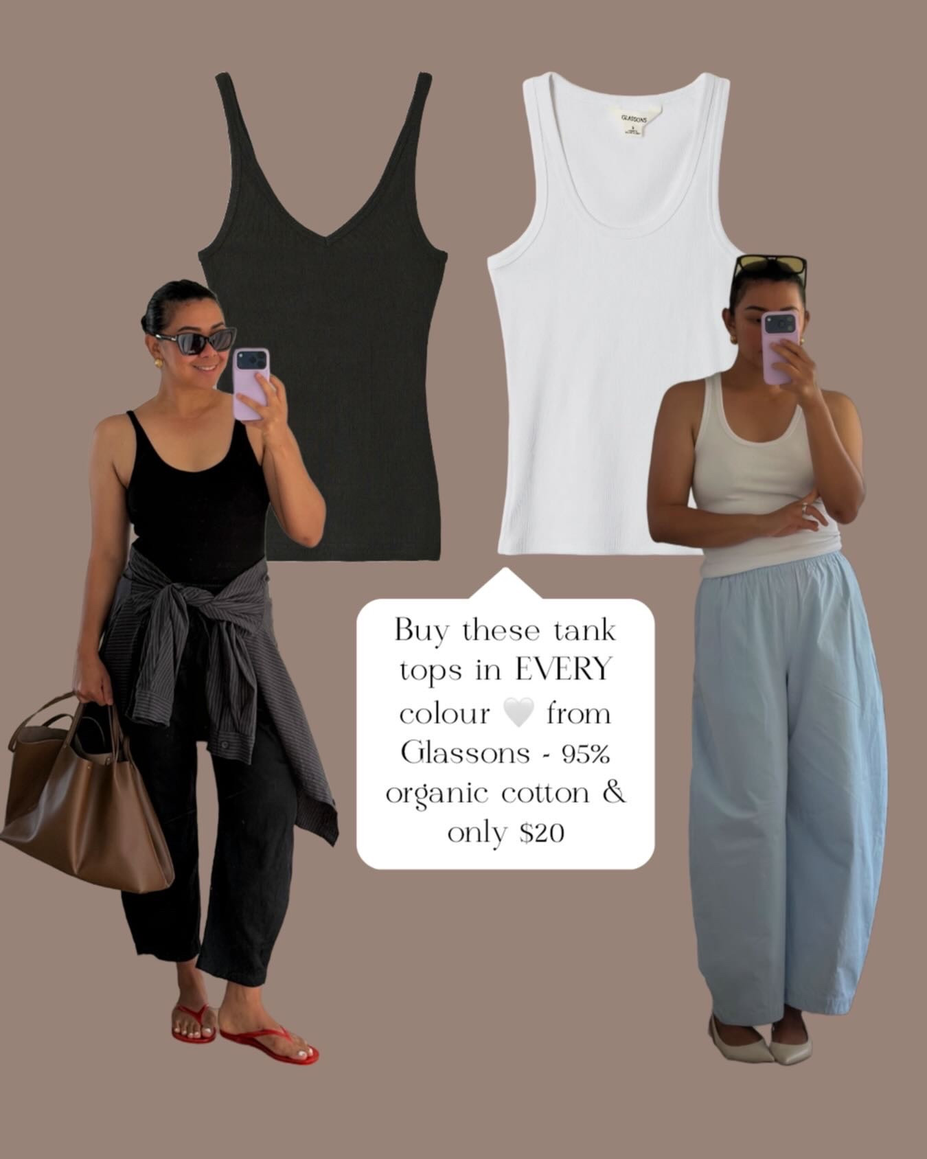These @glassons tank tops are a wardrobe staple 😮‍💨 grab every colour 😉 

Outfit linked in LTK ❤️ 

#wardrobestaple #wardrobeinspo #outfitsoftheday #mumoutfit #mumootd