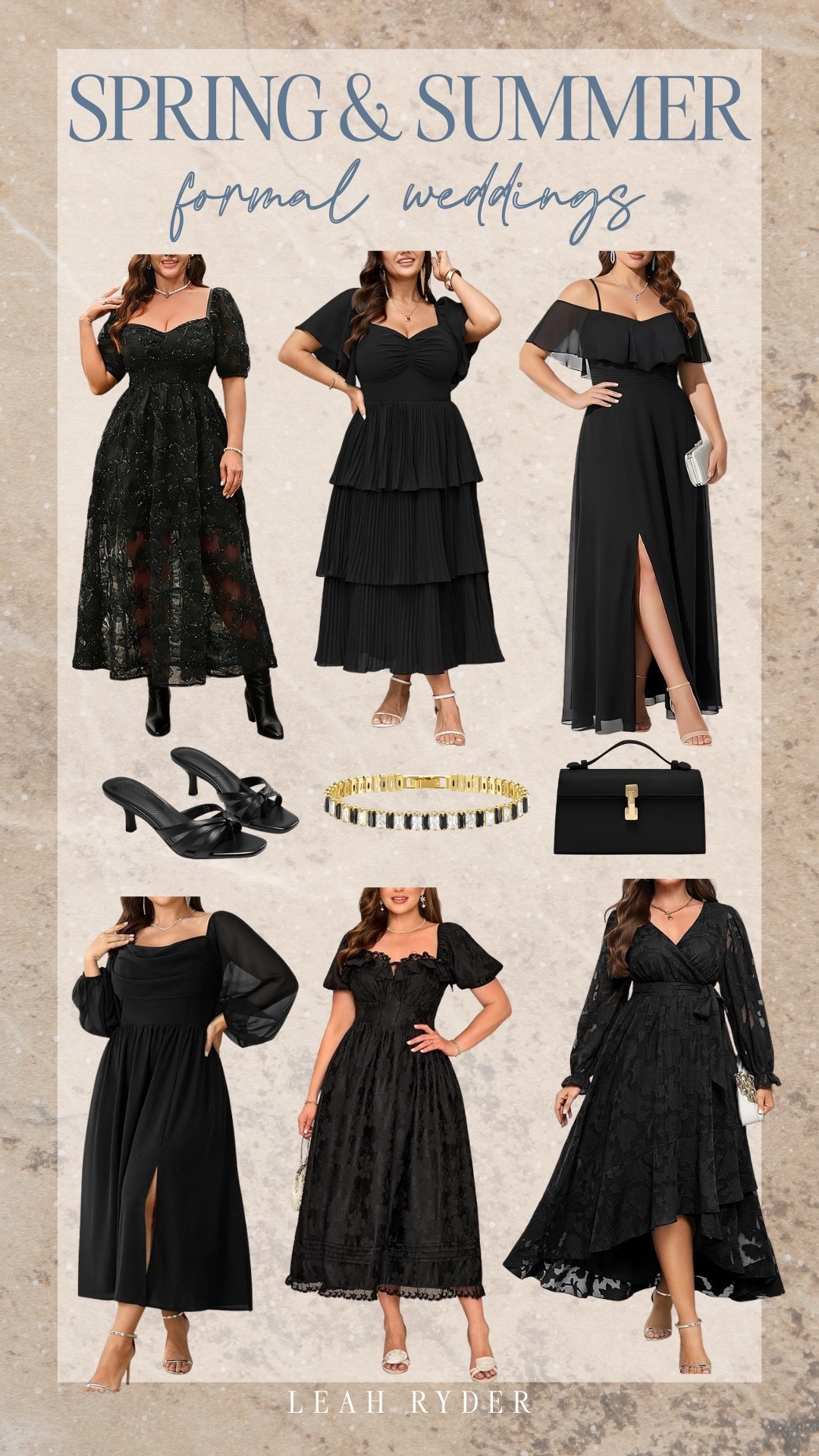Spring and summer wedding guest dresses featuring elegant black midi and maxi dresses perfect for formal weddings, evening events, and special occasions. These flattering plus size dresses include tiered silhouettes, off-the-shoulder styles, and classic black formal looks that feel timeless and elevated. If you’re looking for plus size wedding guest dresses, formal dresses for women, black tie outfit ideas, or spring and summer event dresses, these styles are perfect for a polished look.

#LTKPlusSize #LTKWedding