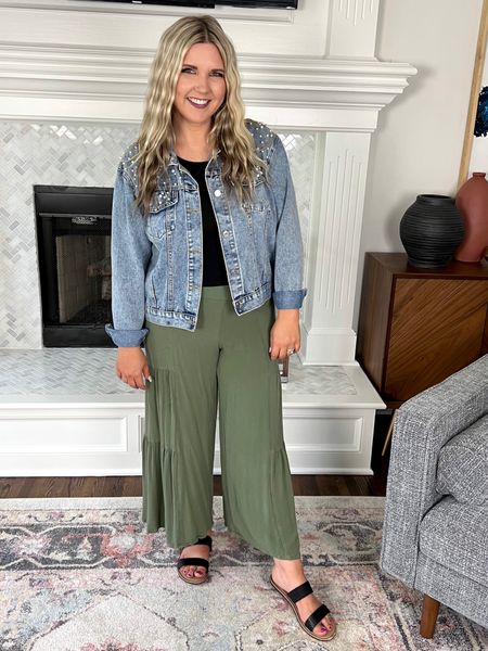 Today’s OOTD! I love this jean jacket from Amazon, it has such pretty pearl detailing, I have it in a couple colors! These pants are so so comfy and my top from Amazon comes in a pack of 4! Check out the links below! 

#LTKstyletip #LTKbeauty