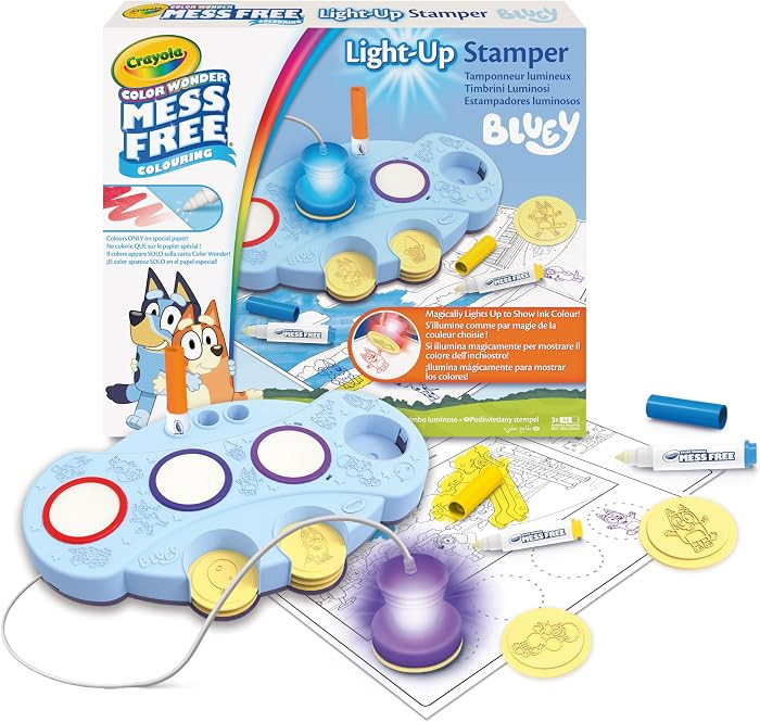 CRAYOLA Bluey Color Wonder Magic Light-Up Stamper | Includes 10 Bluey Stamps, 3 Markers, Stickers & 18 Colouring Pages | Magic Colouring Fun for Kids Ages 3+ | Amazon (UK)
