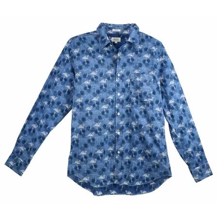 Hartford Men s Blue Flamingo Print Button Down Shirt Casual Button-Down - XL | Walmart (US)