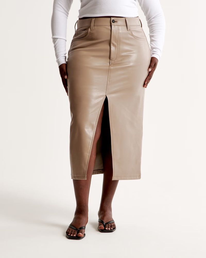 Vegan Leather Midi Skirt | Abercrombie & Fitch (US)