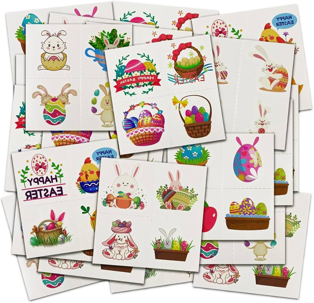 144 PCS Easter Temporary Tattoos for Kids Boys Girls Easter Basket Stuffers Gifts Party Favors | Amazon (US)