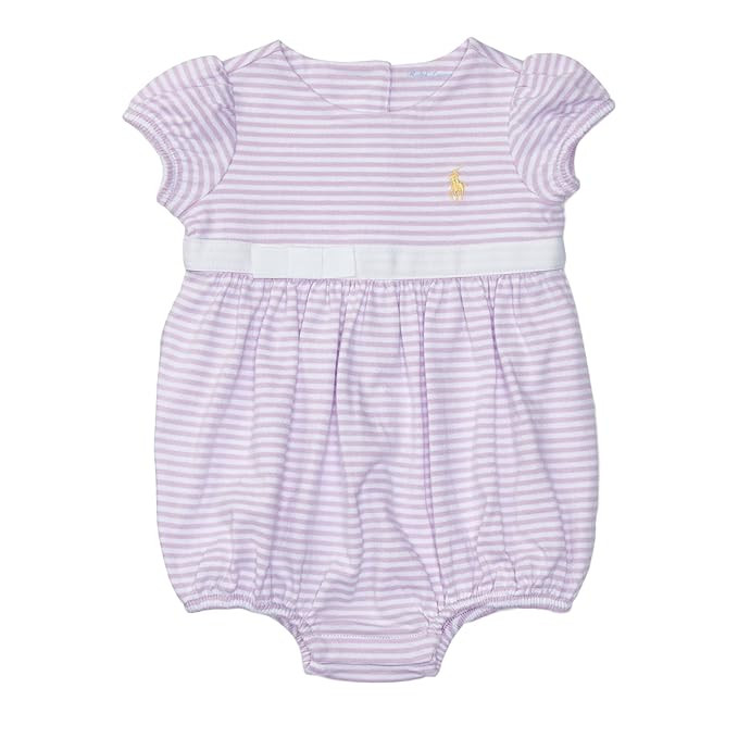 Ralph Lauren Baby Girls Striped Cotton Jersey Shortall | Amazon (US)