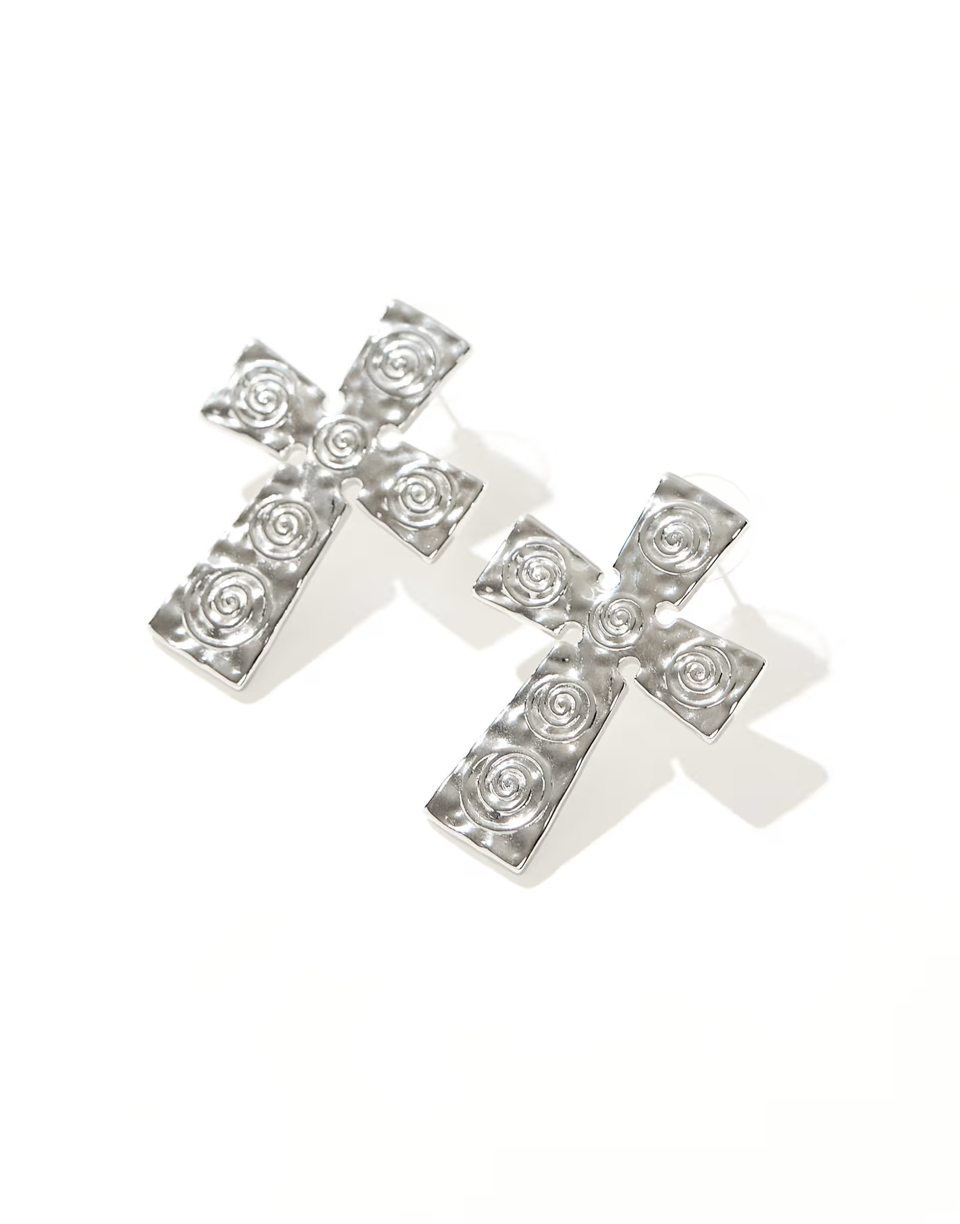 Petit Moments swirl cross stud waterproof stainless steel earrings in silver | ASOS (Global)