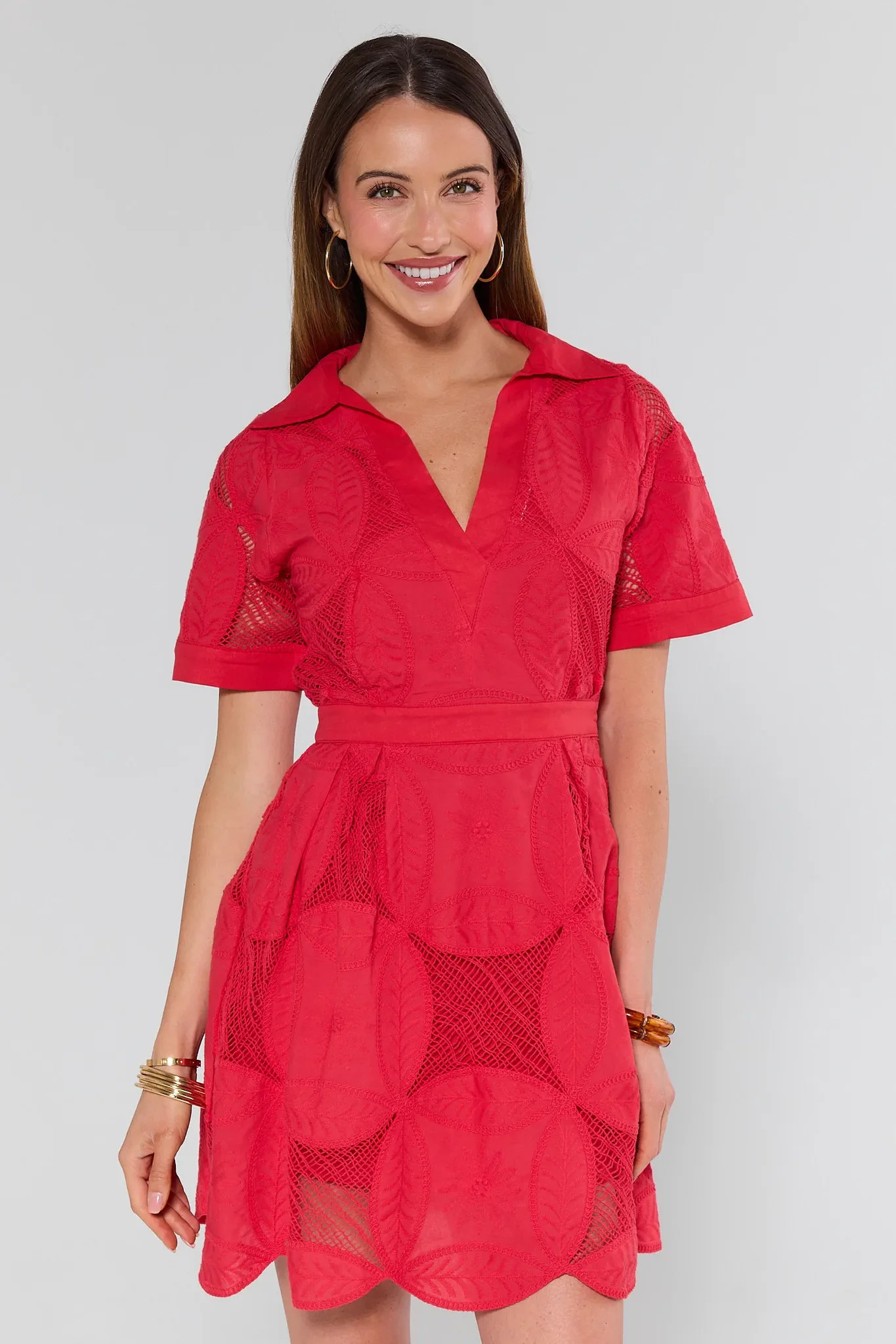 Annie Red Netted Short Dress | Avara