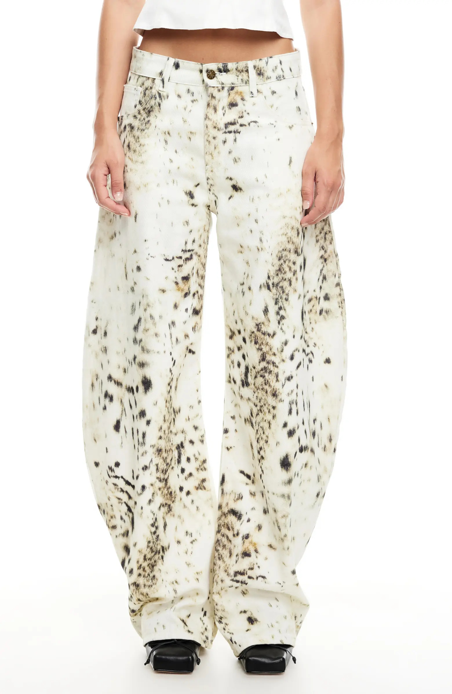 Horseshoe Print Barrel Leg Jeans | Nordstrom