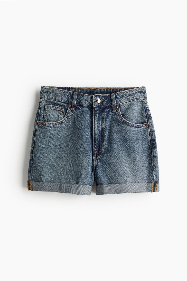 High Waist Denim Shorts - High waist - Short - Denim blue - Ladies | H&M US | H&M (US + CA)