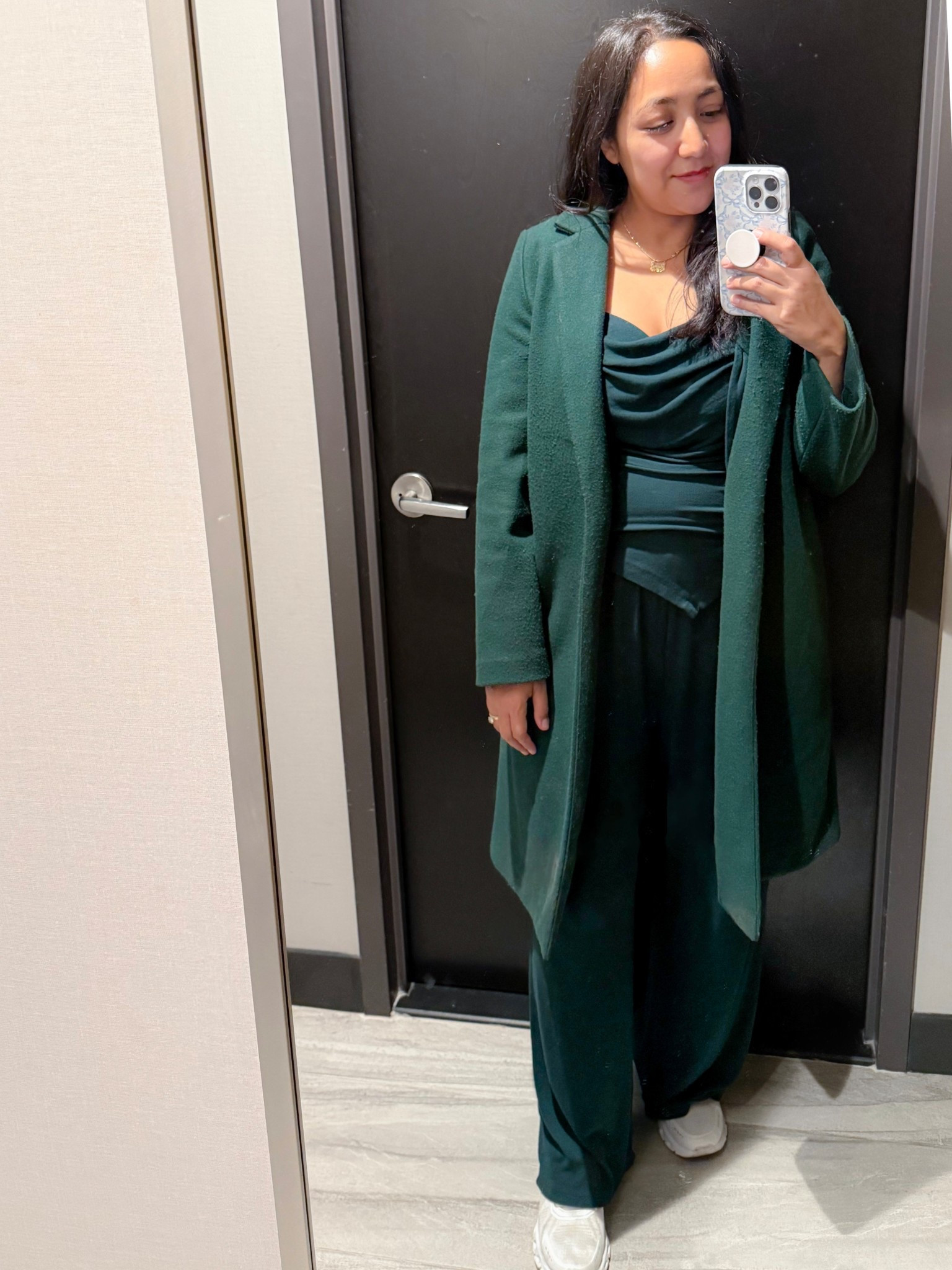 Monochrome moment! This is my favorite loungewear, casual outfit or travel outfit! Cozy and super soft matching outfit, comes with a cami top, cardigan, and pants. I have my long green coat over it. True to size! Wearing an XL. Comes in several colors. Could be a super cute Christmas outfit! Especially the green or wine red. 

#christmas #Christmasoutfit #traveloutfit #loungewear #amazon #amazonfashion #ltkfindsunder50 #trend #trending #green #monochrome

#LTKFindsUnder100 #LTKmomlife #LTKdayinmylife