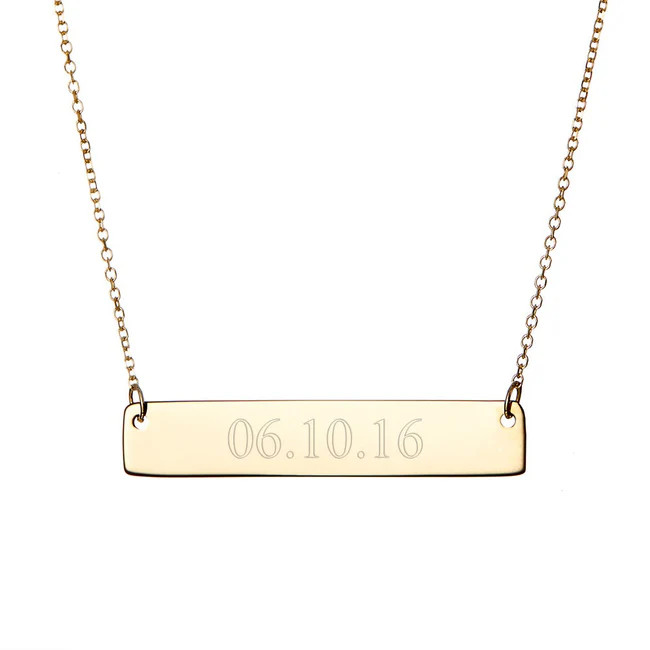 Custom Date Gold Bar Necklace | Eve's Addiction