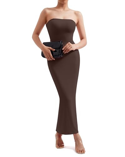 MOOSLOVER Women Sexy Strapless Maxi Dress Spaghetti Strap Ribbed Long Bodycon Slip Cocktail Dress... | Amazon (US)