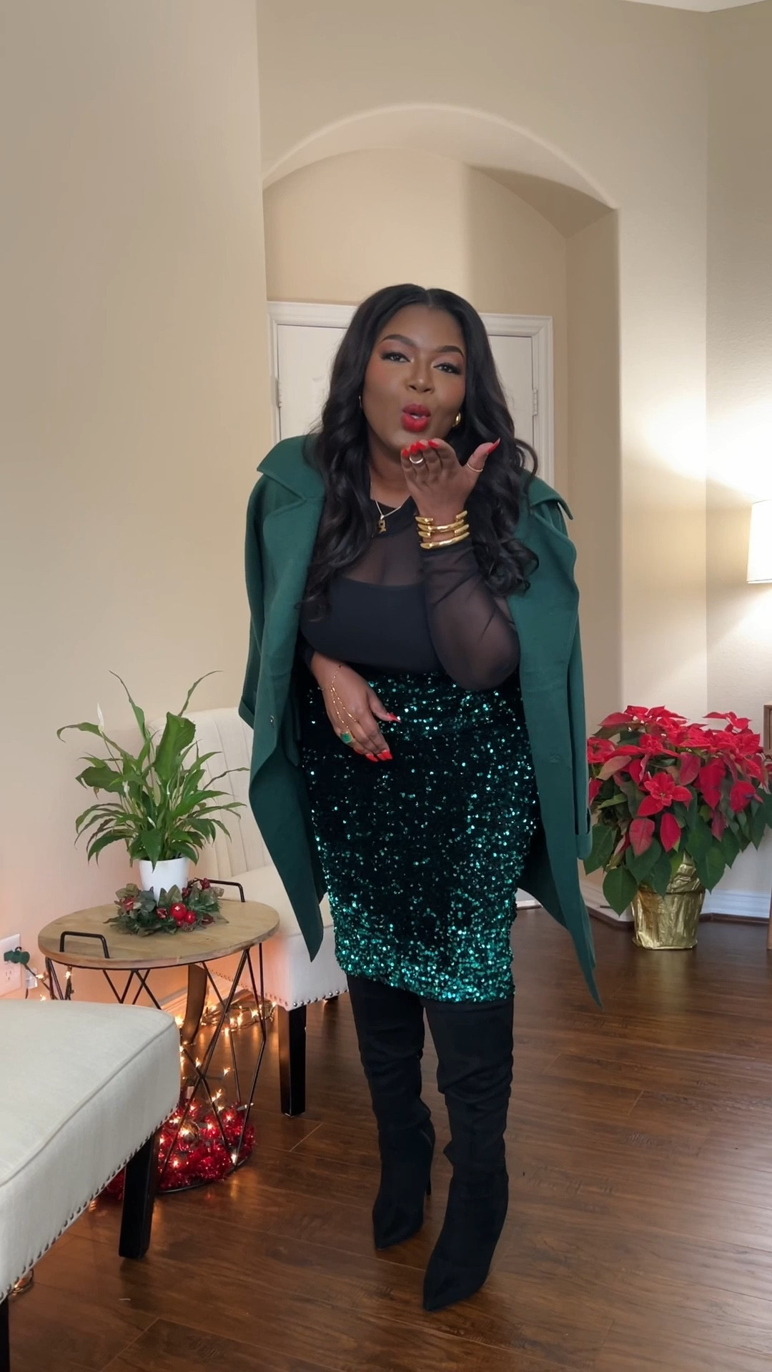 Amazon holiday party outfit finds. 
Sequin skirt, mesh top, boots

#LTKHoliday #LTKMidsize #LTKFindsUnder50