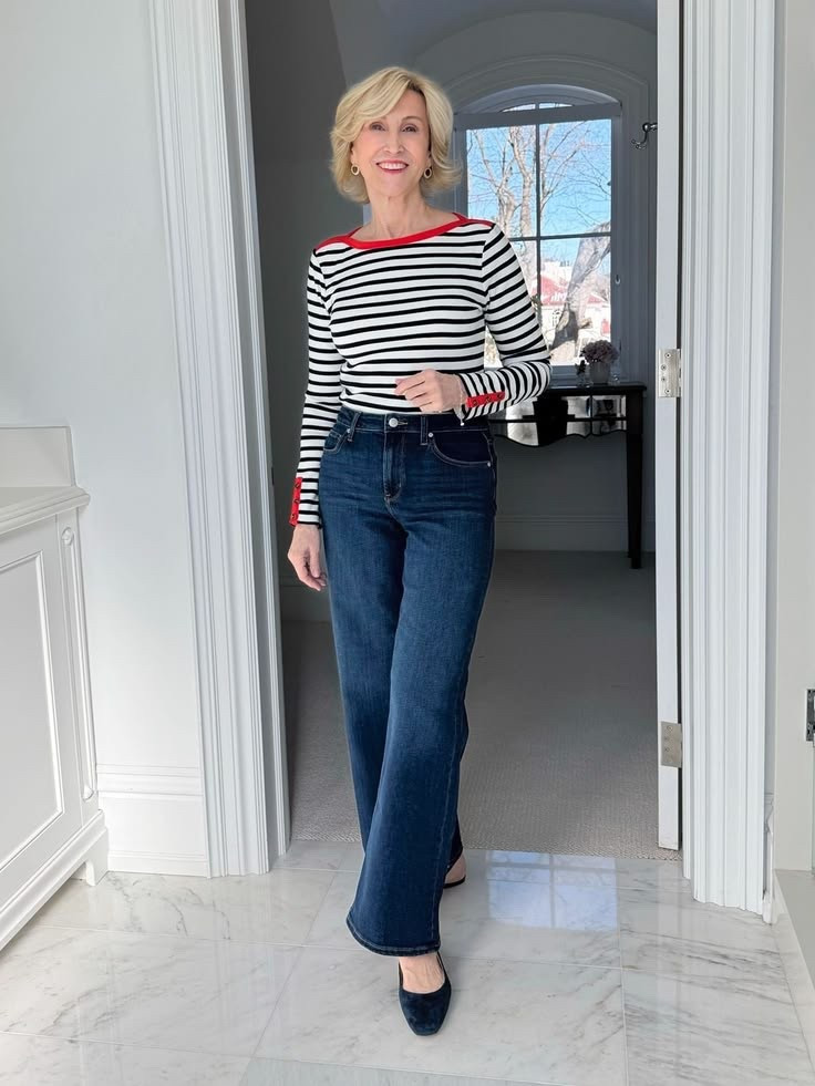 This outfit just feels like me 💙

A striped navy top from Talbots, wide-leg Quince jeans, and the sweetest velvet slingback flats from J.Jill… it’s that easy mix of classic and a little bit elevated.

I love how the wide-leg denim gives it that relaxed feel, while the velvet flats add just a touch of polish (without sacrificing comfort, of course 😉).


#LTKgrwm #LTKOver40 #LTKSeasonal