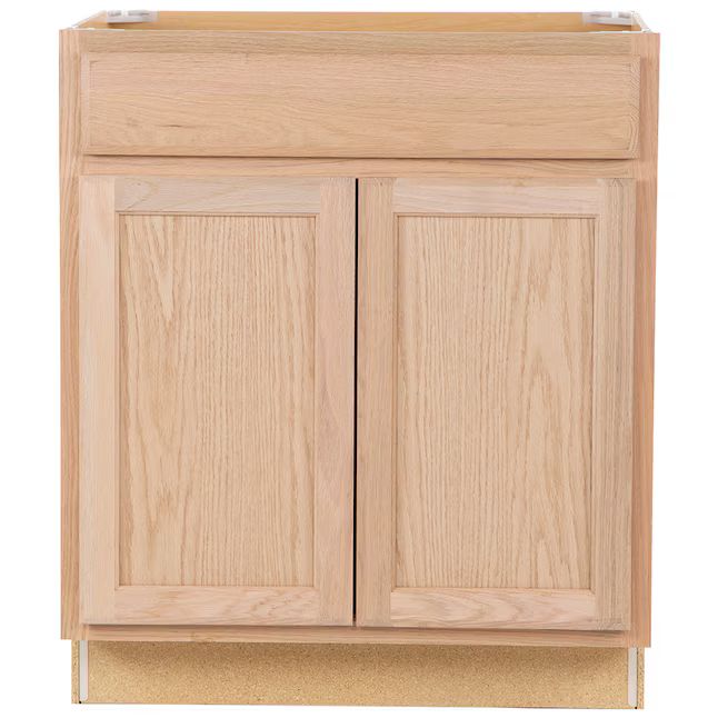 Project Source 30-in W x 35-in H x 23.75-in D Natural Unfinished Oak Door and Drawer Base Fully A... | Lowe's