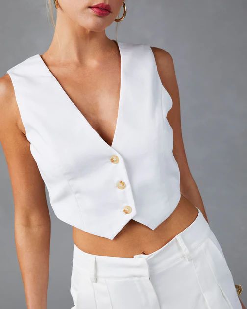 Right On Cue Cropped Vest - White | VICI Collection