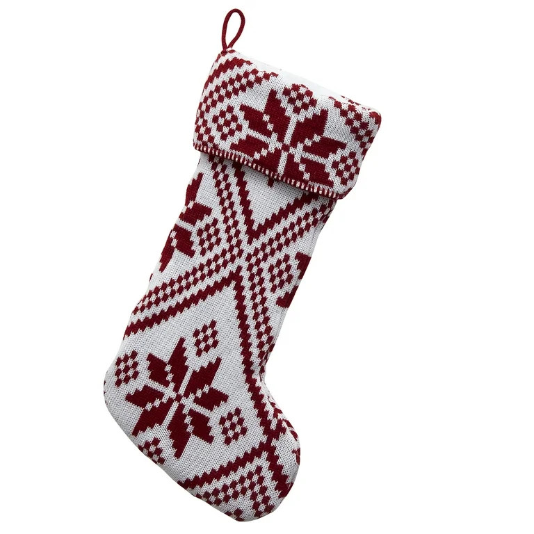 My Texas House Noah Red Knit Christmas Stocking, 21" - Walmart.com | Walmart (US)