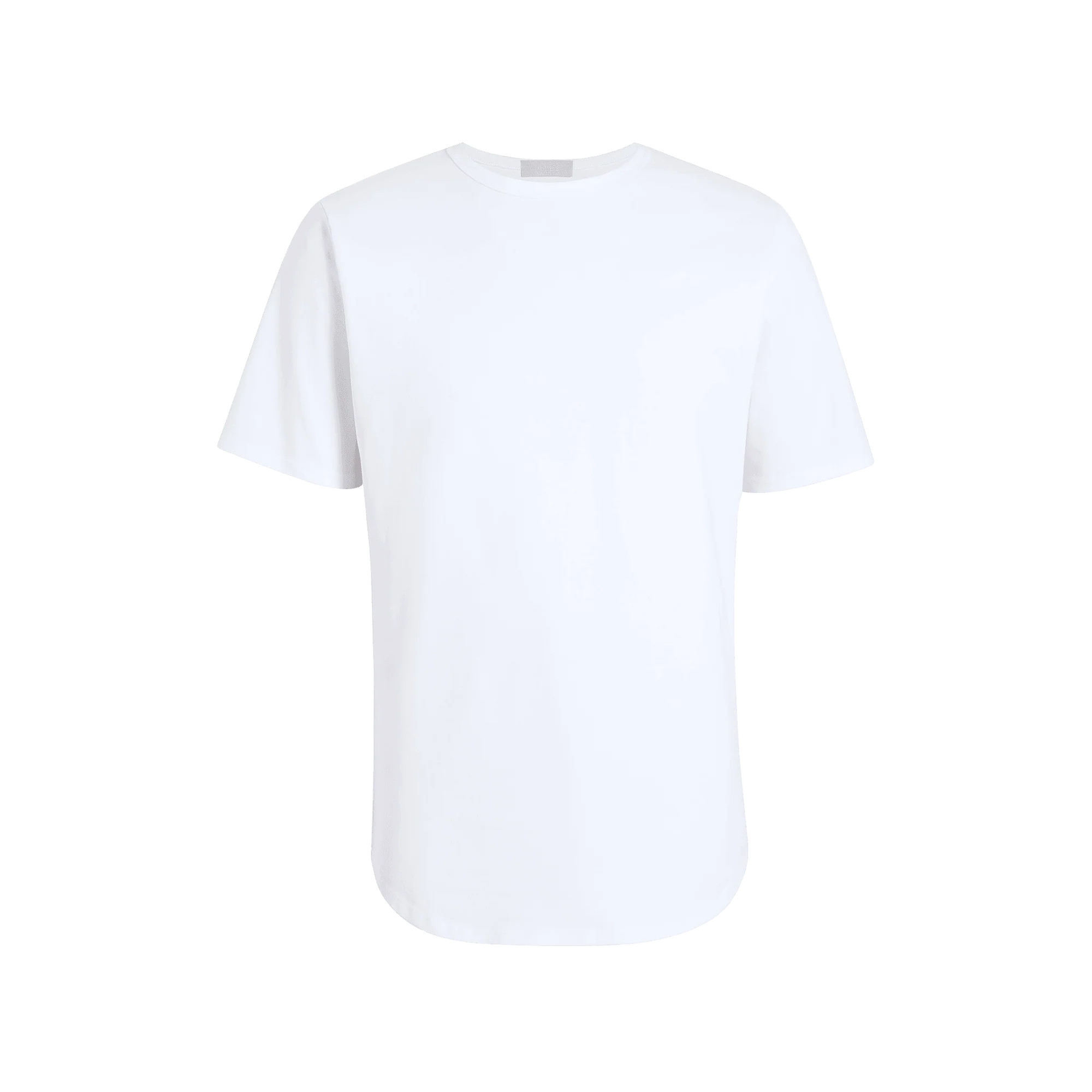 Short Sleeve Curved Hem T-Shirt | White | Nuuds US