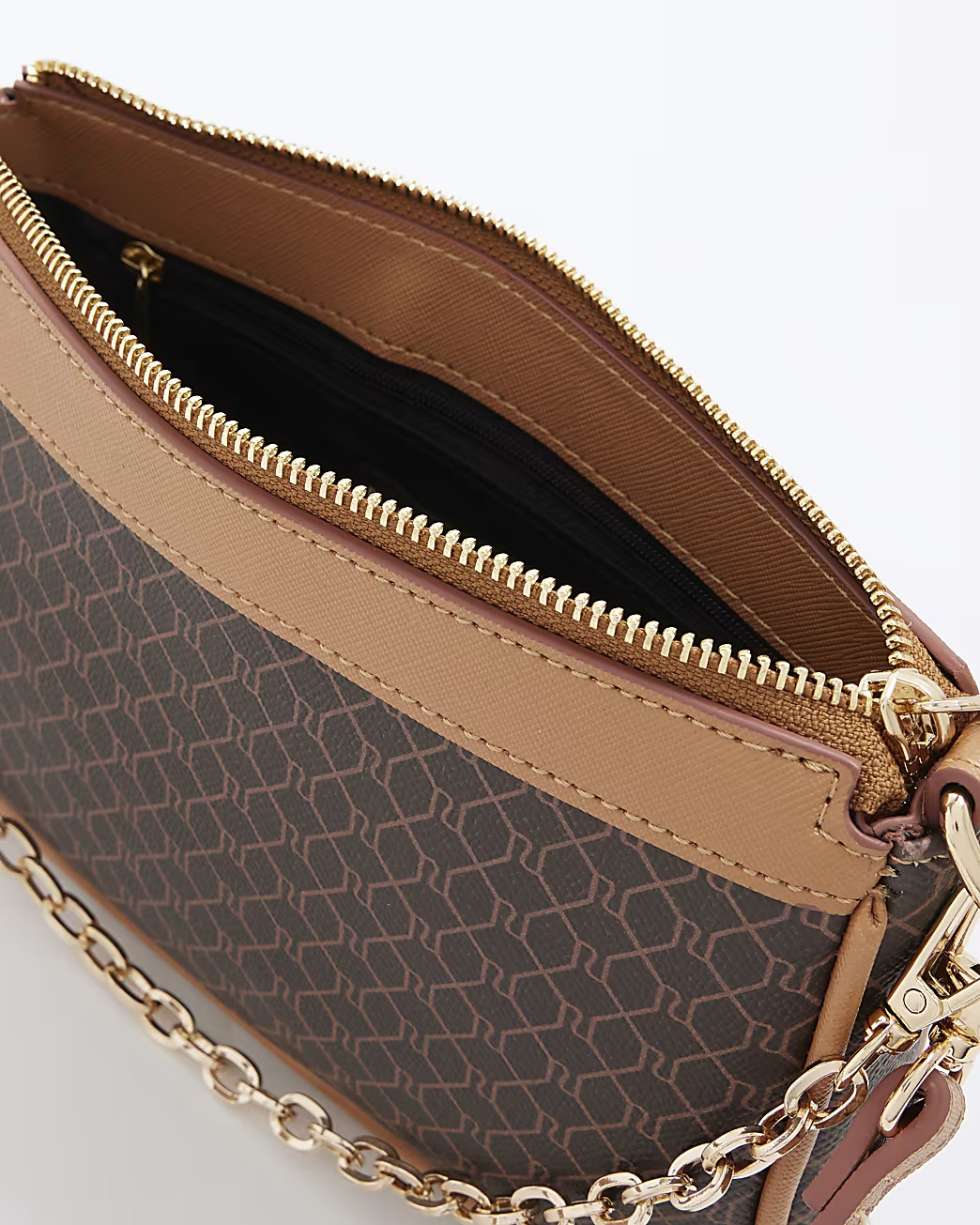 Brown 90s Monogram Shoulder Bag | River Island UK & IE