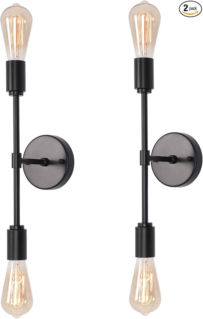 BANGANMA2 Light Bathroom Vanity Light, Black Modern Wall Sconces Set of 2, Industrial Farmhouse S... | Amazon (US)