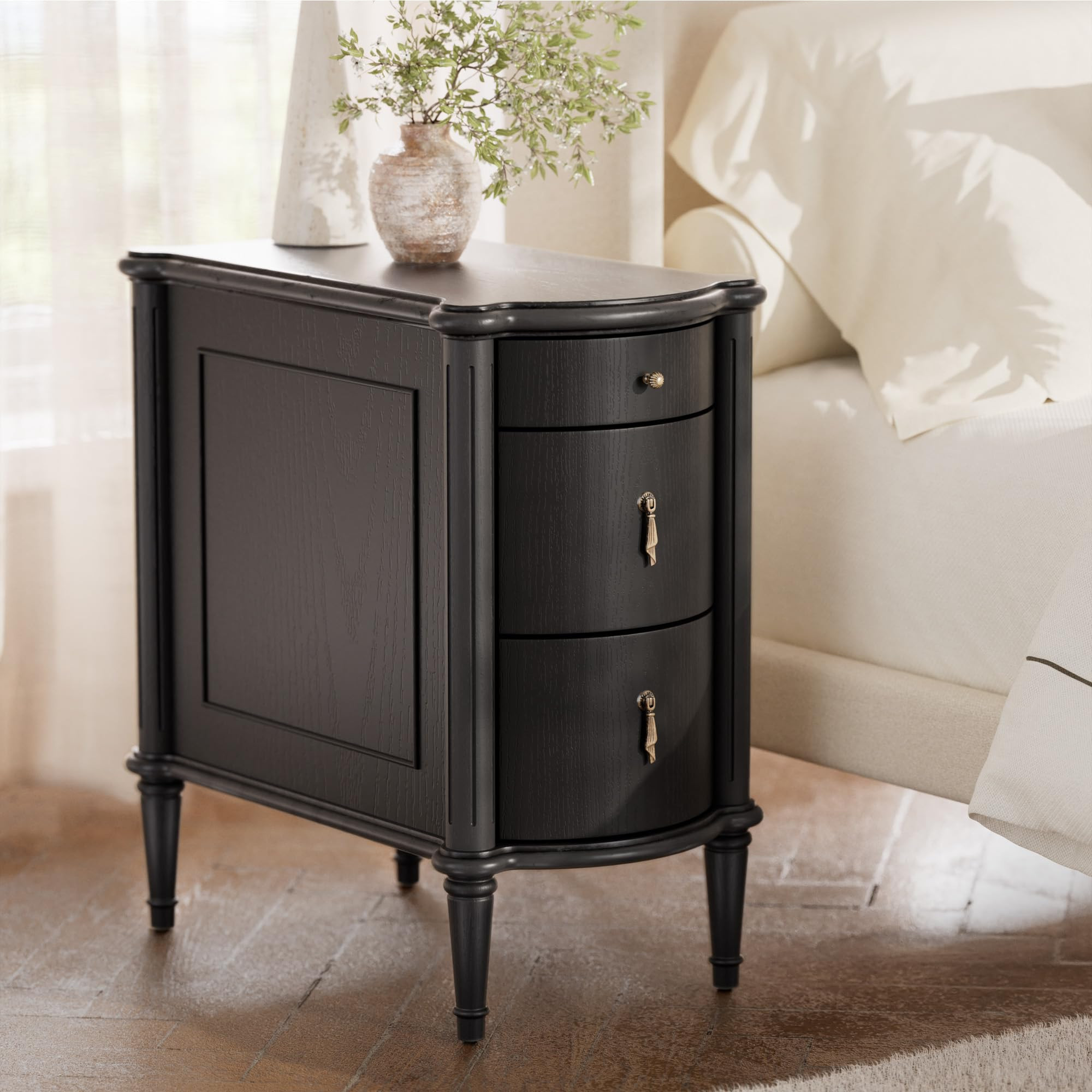 STO'SENSE Nightstand w/Charging Station & 3 Drawers, Pre-Assembled, Vintage Side Table w/Antique-... | Amazon (US)