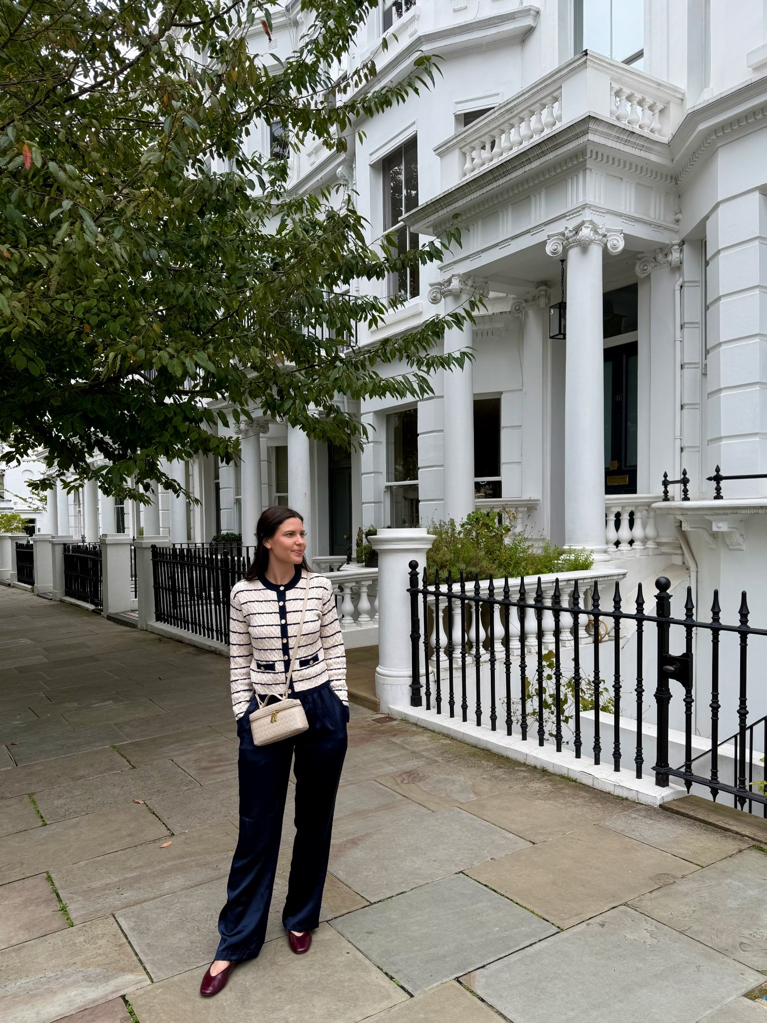 Cutie cardigan I’ve been reaching for a lot lately! Love it paired with the navy silk pants 

cardigan: 
pants: Quince xs 
shoes: Steve Madden 
bag: Amazon 

#LTKSeasonal #LTKFindsUnder100 #LTKStyleTip