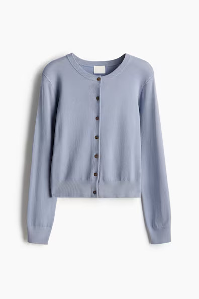 H & M - Fine-knit Cardigan - Blue | H&M (US + CA)