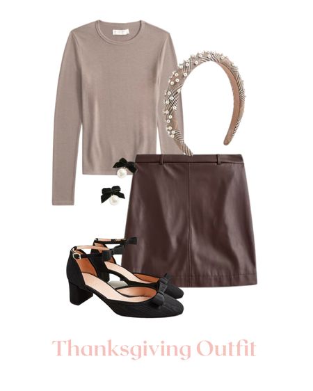 Thanksgiving outfit ideas under $100 , hair accessories, leather mini skirt, bow accessories  #abercrombie #jcrew 

#LTKsalealert #LTKCyberWeek #LTKstyletip