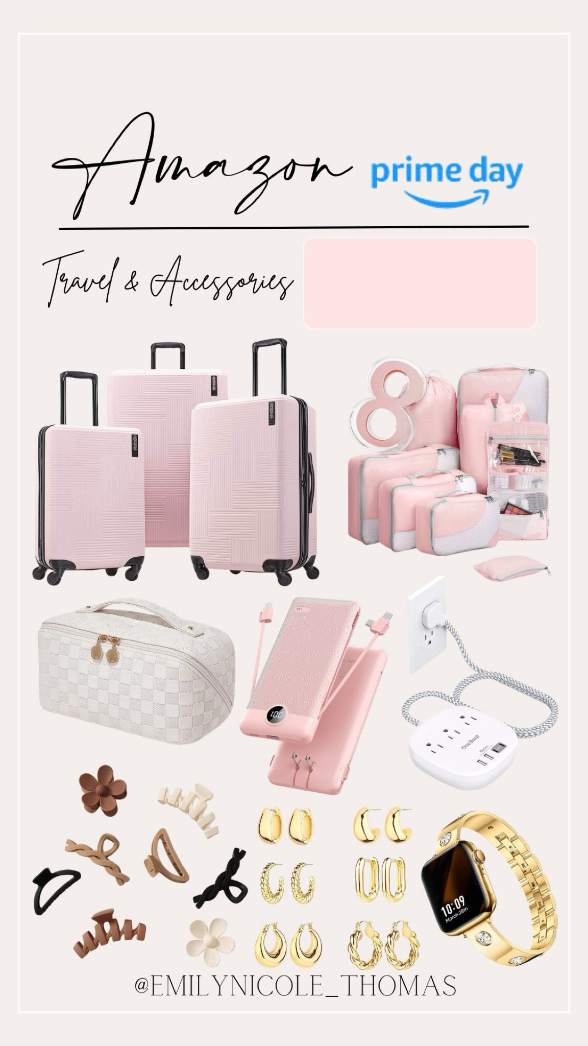 Amazon Prime Day ~ Travel & Accessories 

Amazon, Amazon finds, suitcase, luggage, packing cubes, travel bag, makeup bag, pouch, portable charger, charger outlet, extension cord, hair accessories, gold jewelry, Apple Watch band, gold watch band, travel, & accessories 

#LTKFindsUnder100 #LTKTravel #LTKxPrimeDay