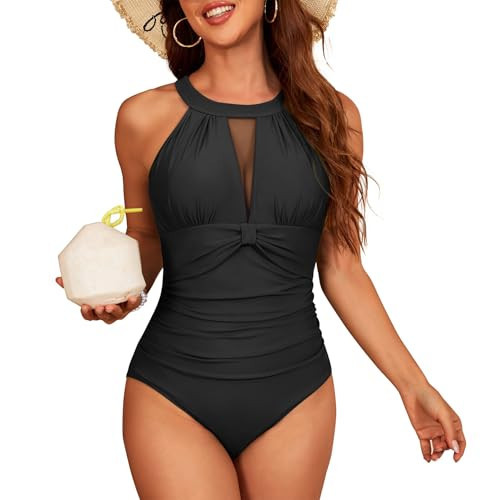 Zando Black One Piece Swimsuits for Women Black Swimsuits for Women Black Bathing Suits for Women One Piece Swimsuit Women Tummy Control Swim Suits for Women 2025 Womens Swimsuits Black Medium | Amazon (US)