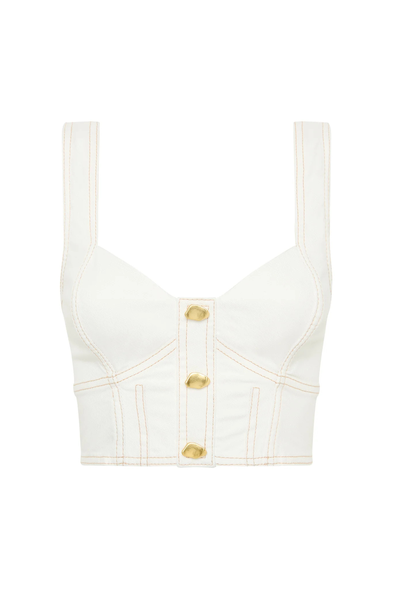 Elena Denim Cropped Bustier | aje. (US, UK, Europe, ROW)