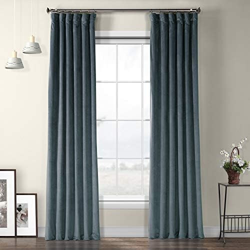 HPD Half Price Drapes VPYC Heritage Plush Velvet Curtain (1 Panel), 50 in x 96 in, London Blue | Amazon (US)