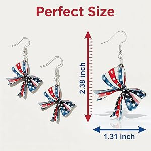 Handmade American Flag Bow Earrings for Women, Patriotic July 4th Fourth of July Star and Stripes... | Amazon (US)