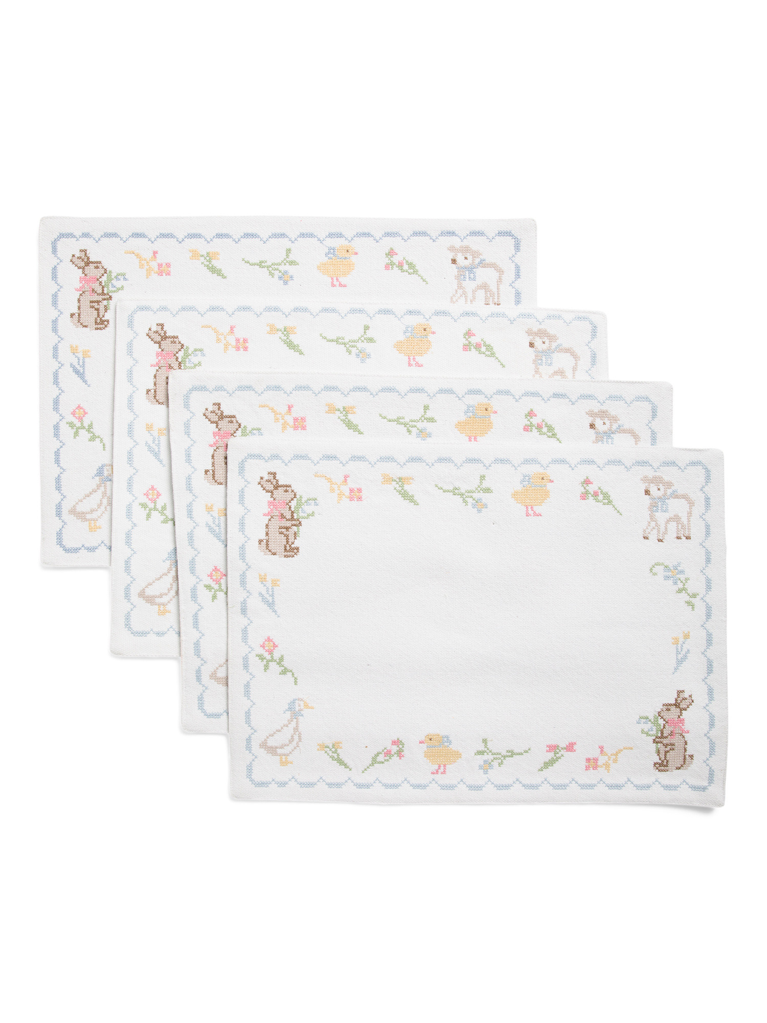 Set Of 4 Easter Cross Stitch Reversible Placemats | Easter | Marshalls | Marshalls