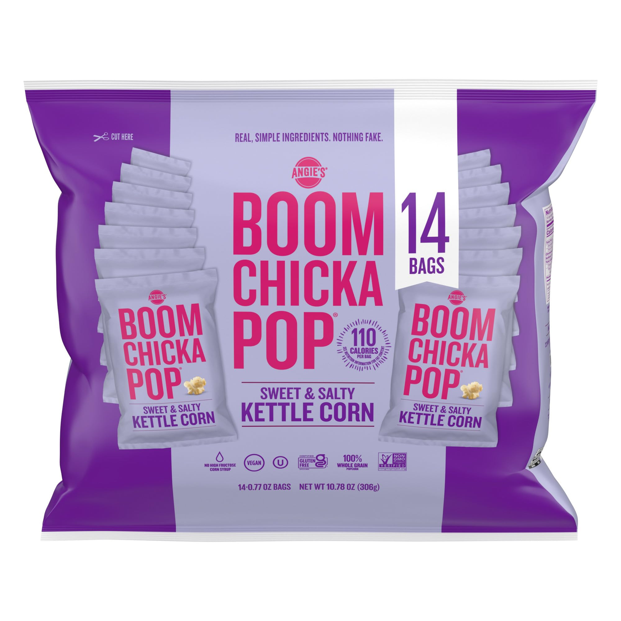 Angie's BOOMCHICKAPOP Sweet & Salty Kettle Corn Popcorn, 0.77 oz. Individual Bag, 14-Count | Amazon (US)