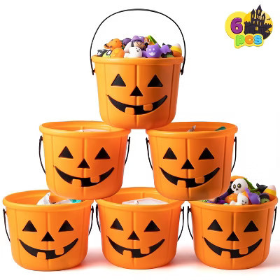 Joyfy 6pcs Halloween Trick or Treat Pumpkin Bucket,Jack O Lantern Candy Basket with Handle for Party Decorations,Halloween Party Supplies and Favors | Target