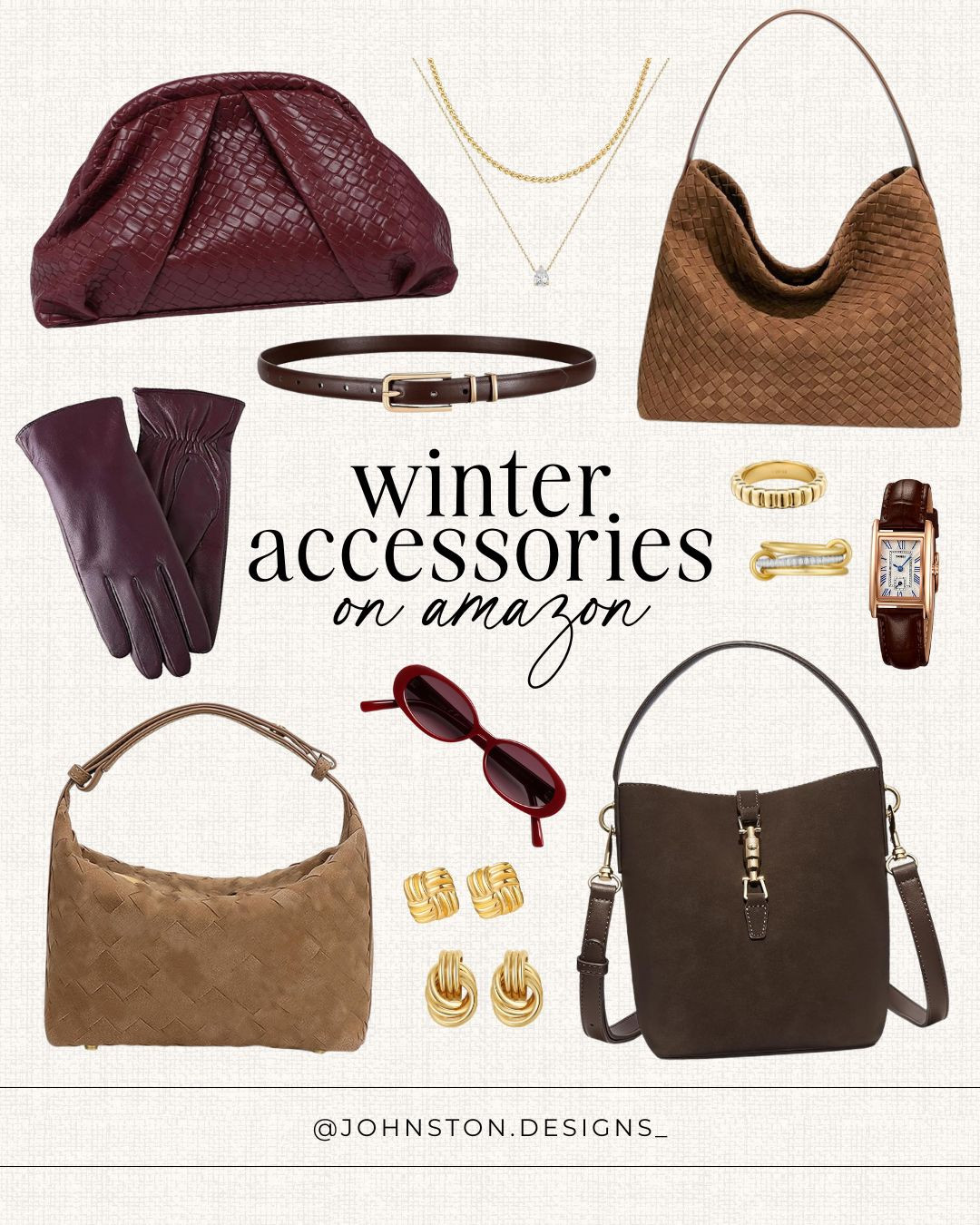 Chic winter accessories on Amazon! Luxury look for less, handbags, gloves, jewelry, belt, elevate any outfit, gift ideas for her, winter style, Amazon fashion. 

 #LTKootd #LTKFindsUnder50