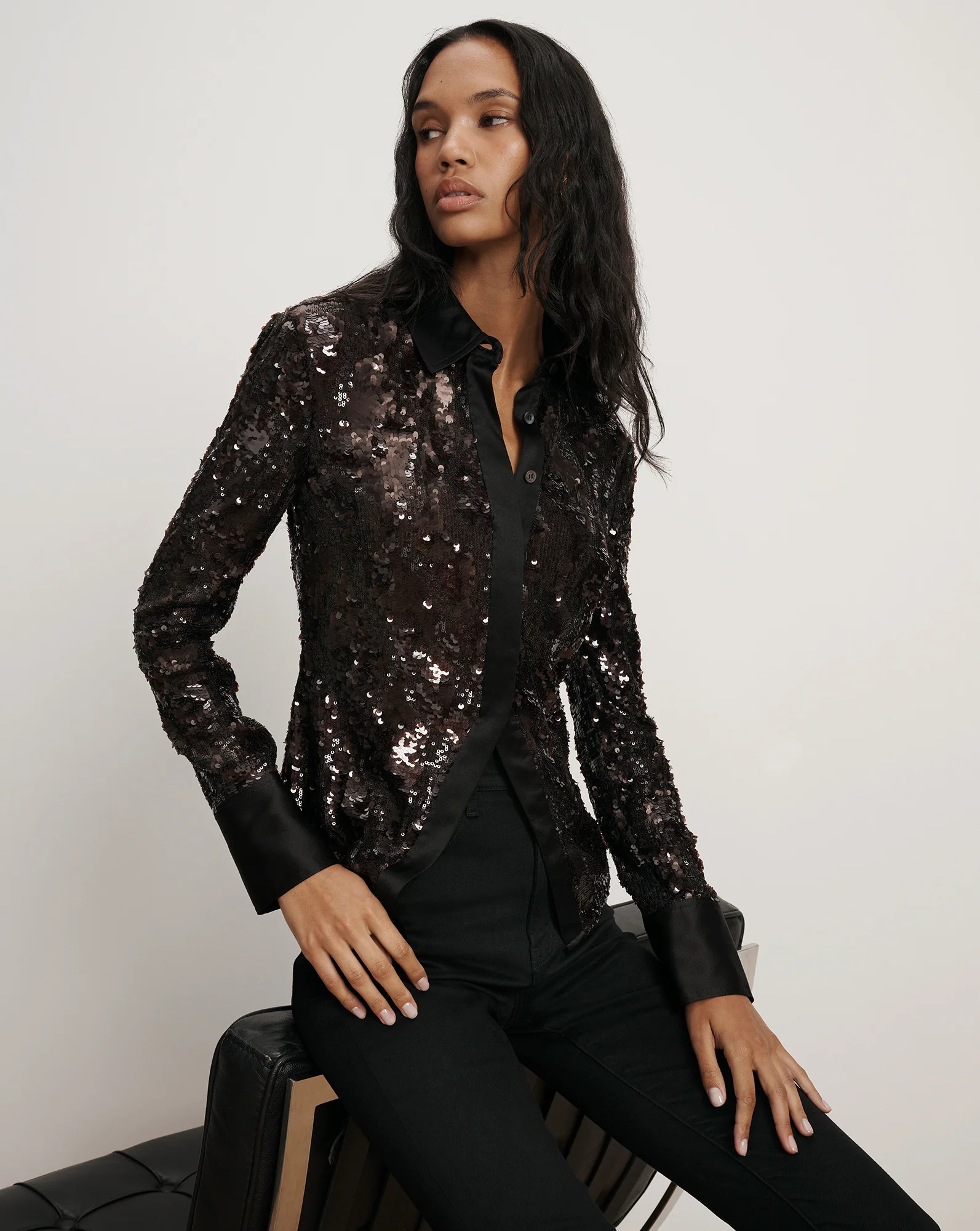 Matty Sequin Button-Down Shirt | Veronica Beard