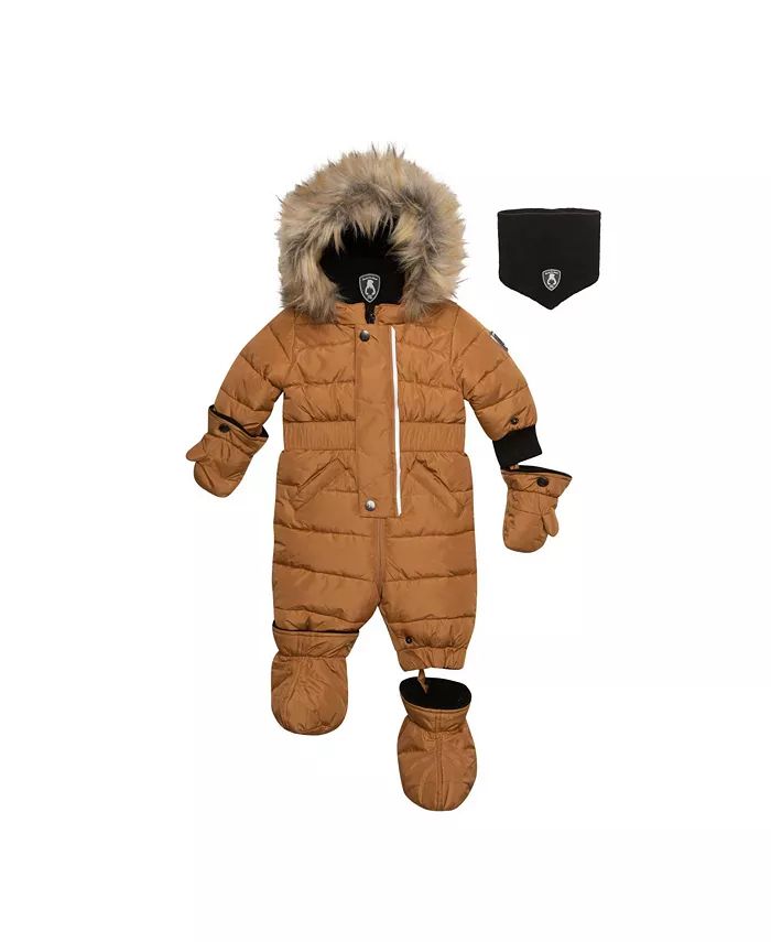 Baby Unisex Solid One Piece Baby Snowsuit Brown Sugar - Infant | Macy's