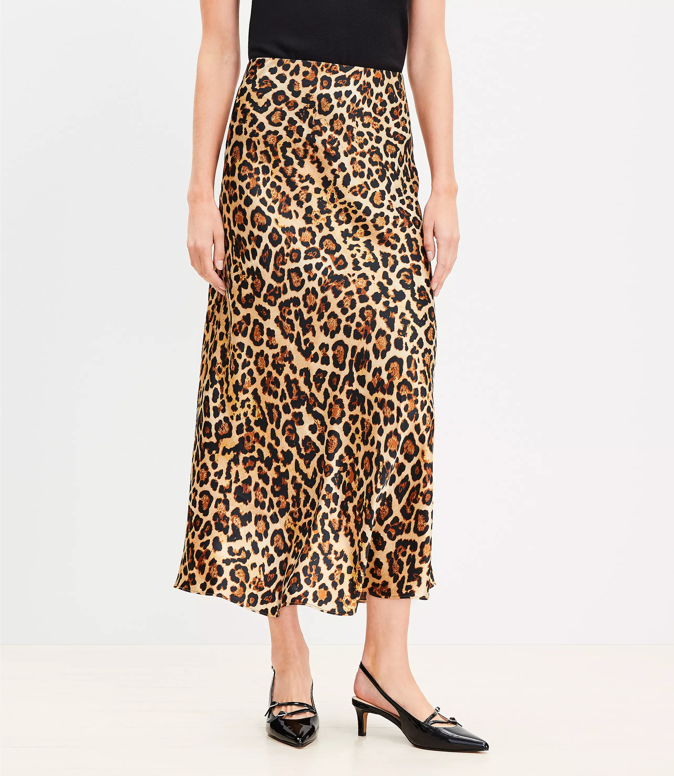 Leopard Print Bias Midi Skirt | LOFT