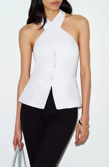 Tate Cross Neck Linen Top | Nordstrom