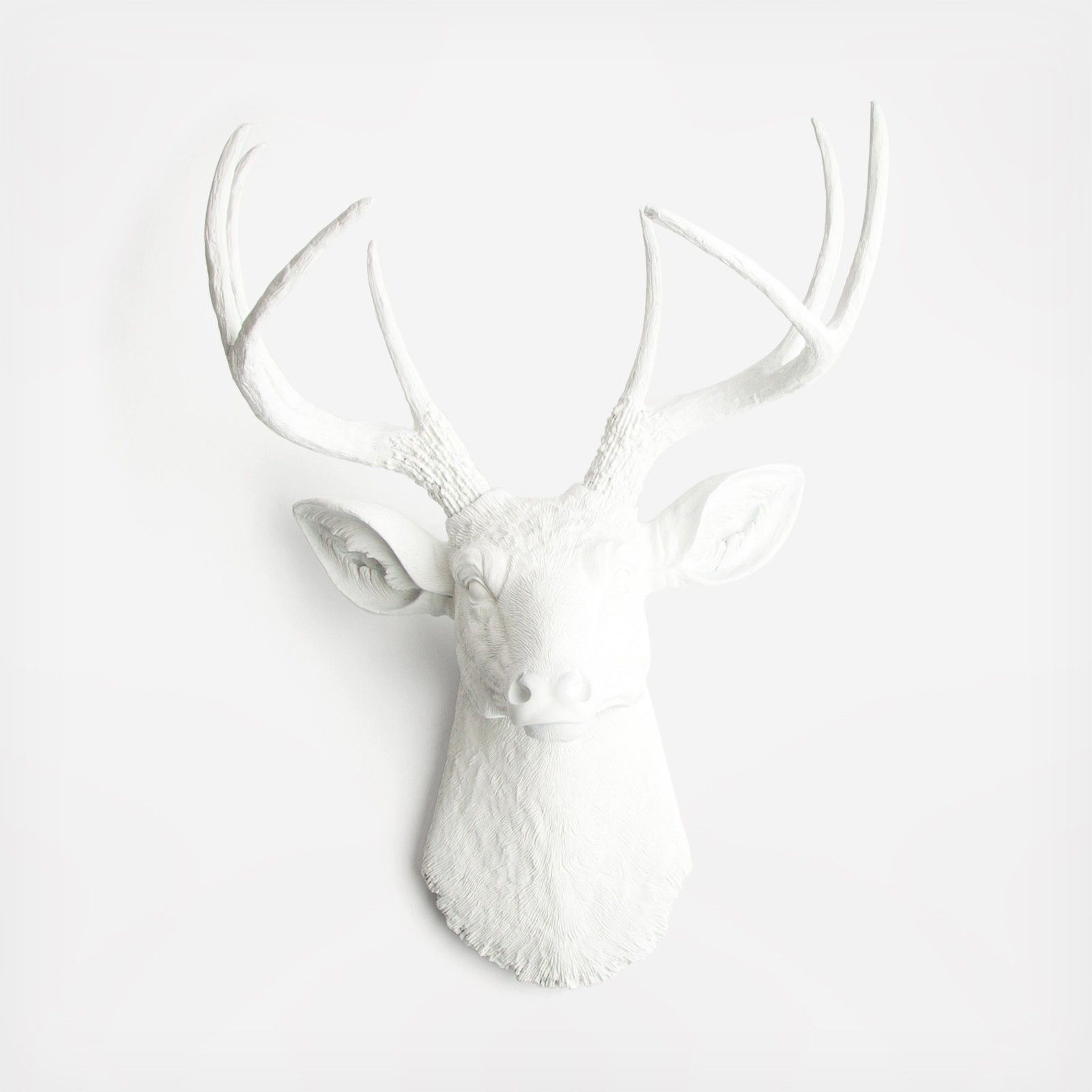 White Faux Taxidermy Resin Faux Taxidermy Deer Head - White | Zola